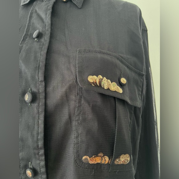 VINTAGE 90’s Moschino Cheap and Chic Free Floating Sequins under Mesh blouse - Picture 4 of 7